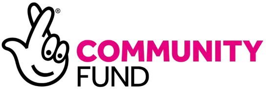 The image displays the word "COMMUNITY" in bold, pink, capital letters on a transparent background.