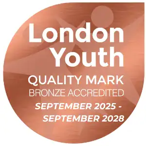 Bronze London Youth Quality Mark badge stating accreditation from September 2025 to September 2028.