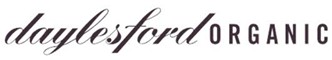 The image shows the "daylesford ORGANIC" logo with "daylesford" in cursive and "ORGANIC" in uppercase sans-serif letters.