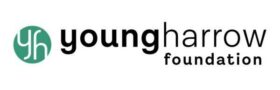Young Harrow Foundation logo with "yh" in a green circle on the left, and "young harrow foundation" written in black text to the right.